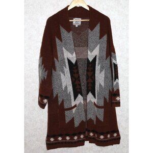 Snails & Cinnamon Aztec Print Long Oversized Warm Cardigan Pockets Size Large